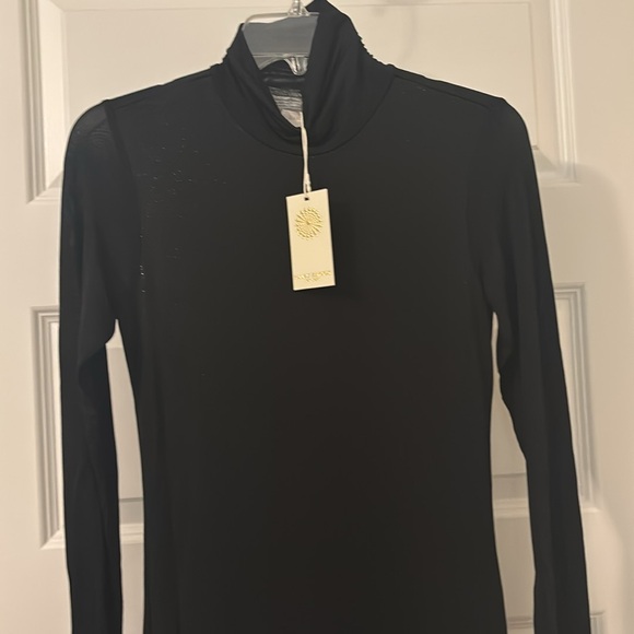 Ramy Brook Classic Black Heidi bodycon dress high neck shimmer lining SZ SM NWT - Picture 3 of 14